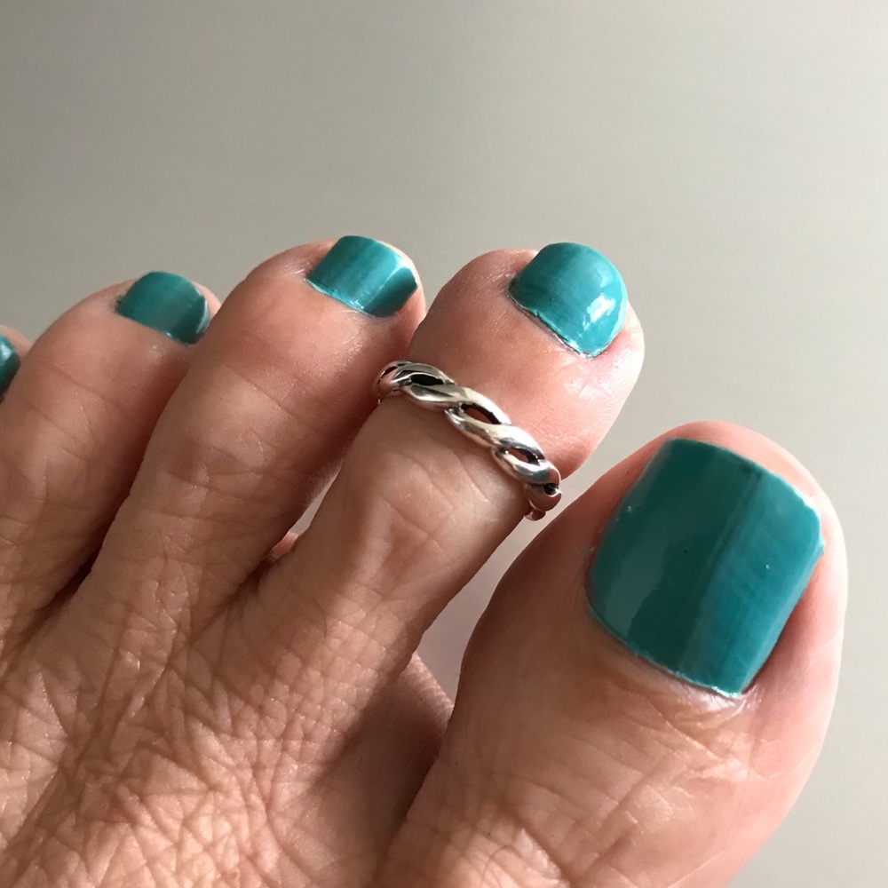 Sterling Silver Braid Toe Ring, Rope Band Silver Rings, Braided Bands